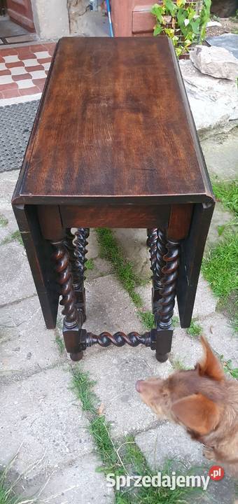 Rozkładany stół styl vintage barley twist lite Wleń