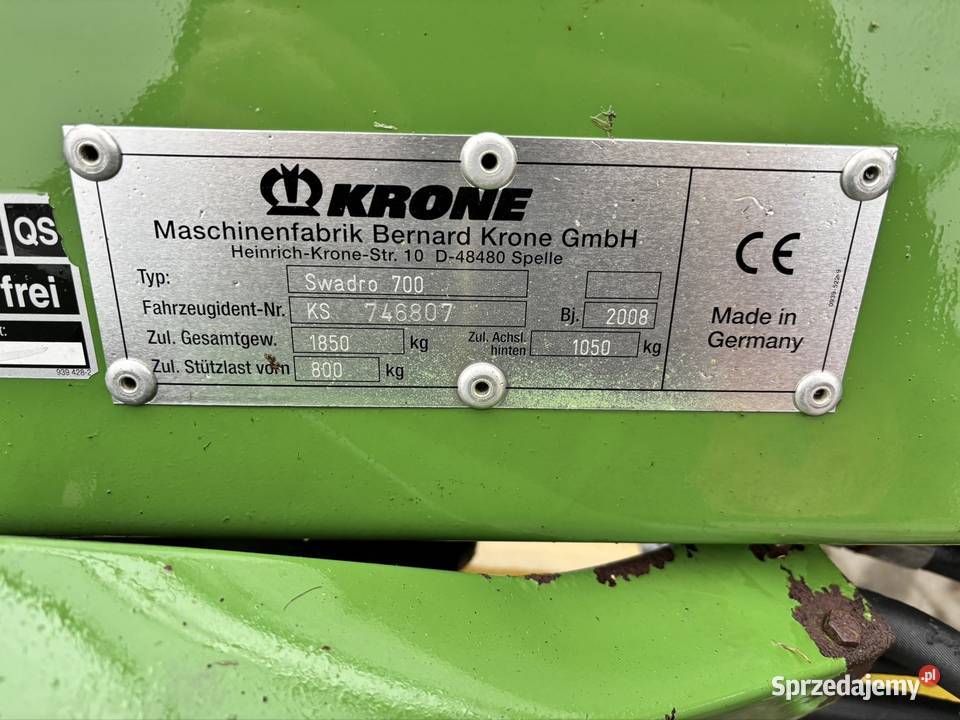 Zgrabiarka 2 karuzelowa Krone Swadro 700 Myszyniec