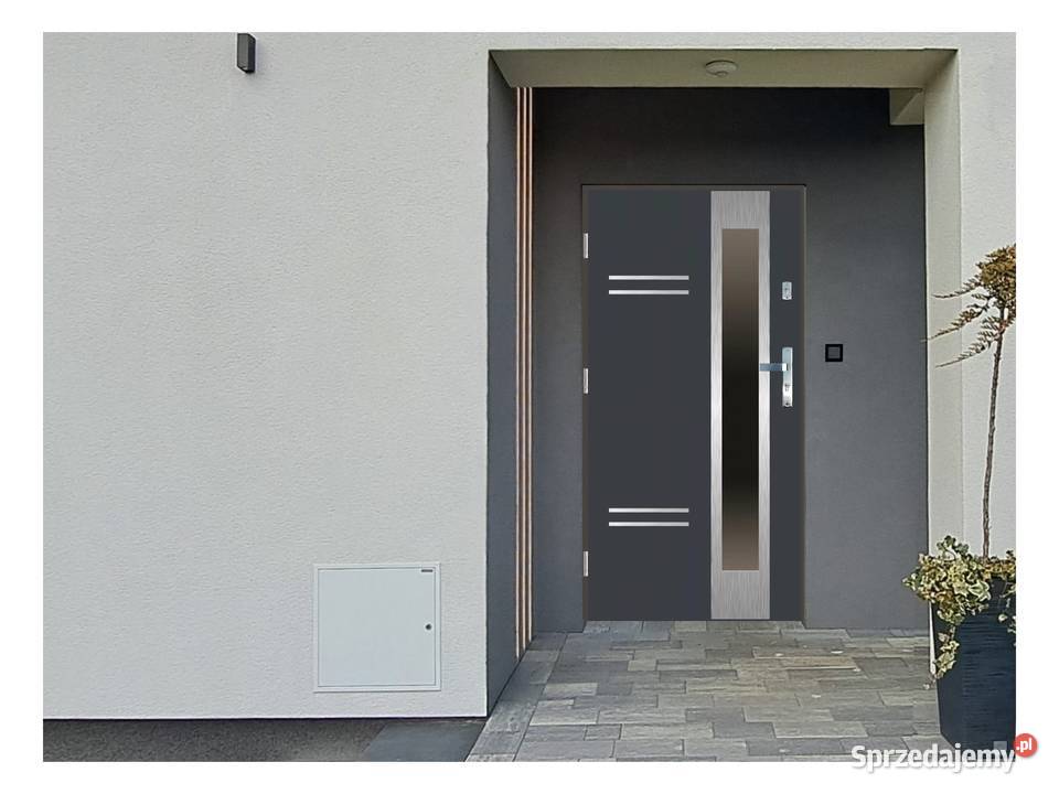 Drzwi wejściowe do domu GI40 INOX Antracyt 90 Drzwi zewnętrzne mazowieckie