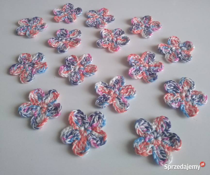 Aplikacje kwiaty kwiatki szydełkowe Handmade Gdańsk