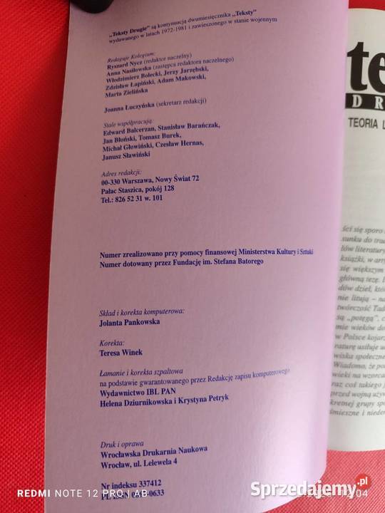 Teksty Drugie 5 47 1997 IBL PAN Katowice