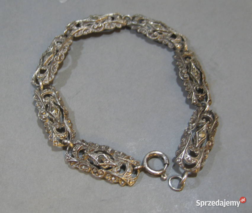 Srebrna Bransolerka z Markazytami Vintage srebro mazowieckie Warszawa