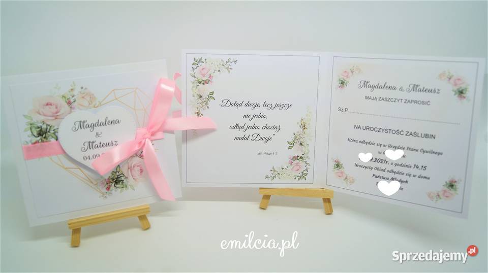 Zaproszenia w kolorze fuksji Ślub Wedding Zielona Góra