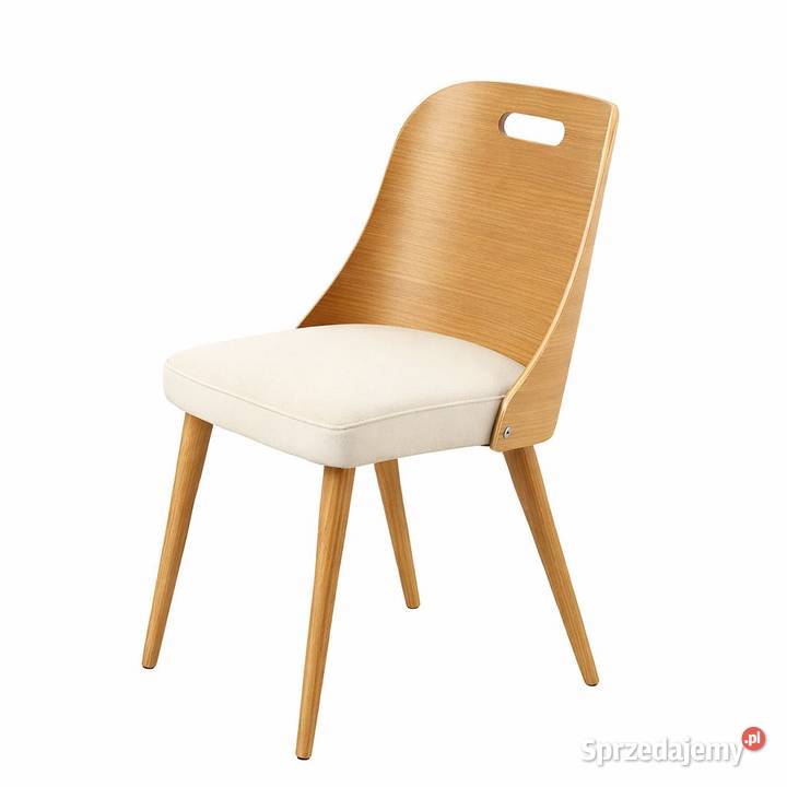 Krzesło Drewniane Tapicerowane Ecru KDD77 Krzesła Warszawa