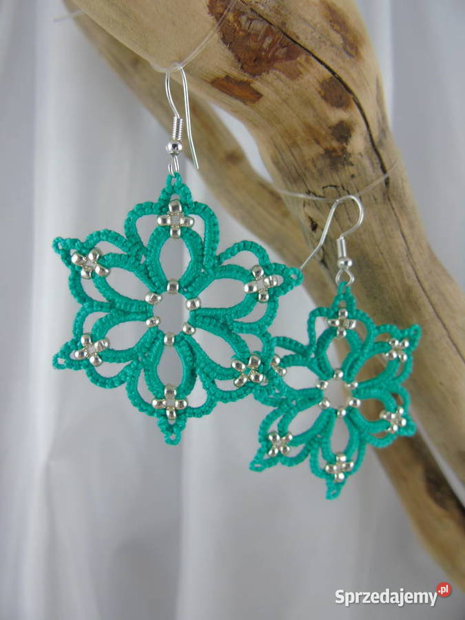 Kolczyki frywolitkowe różne wzory i kolory Rękodzieło małopolskie Wiśniowa