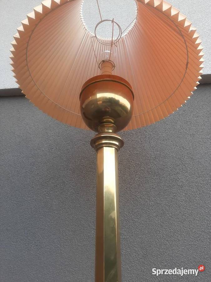 Duża secesyjna lampa stojąca podłogowa mosiądz Tczew