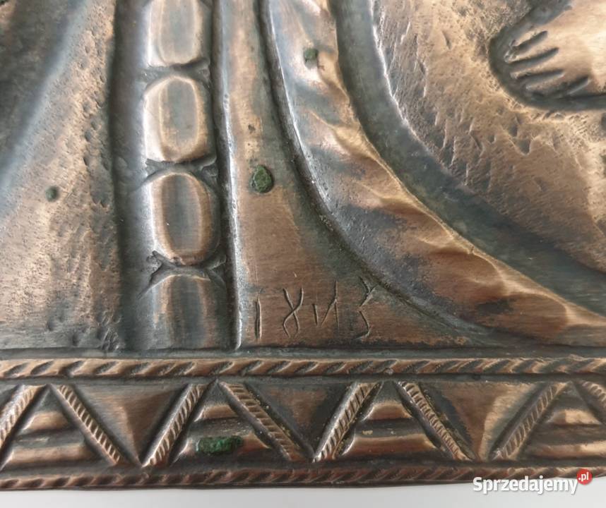 Ikona Matka Boża Hodegetria srebro XIXw 0038 Malarstwo Warszawa