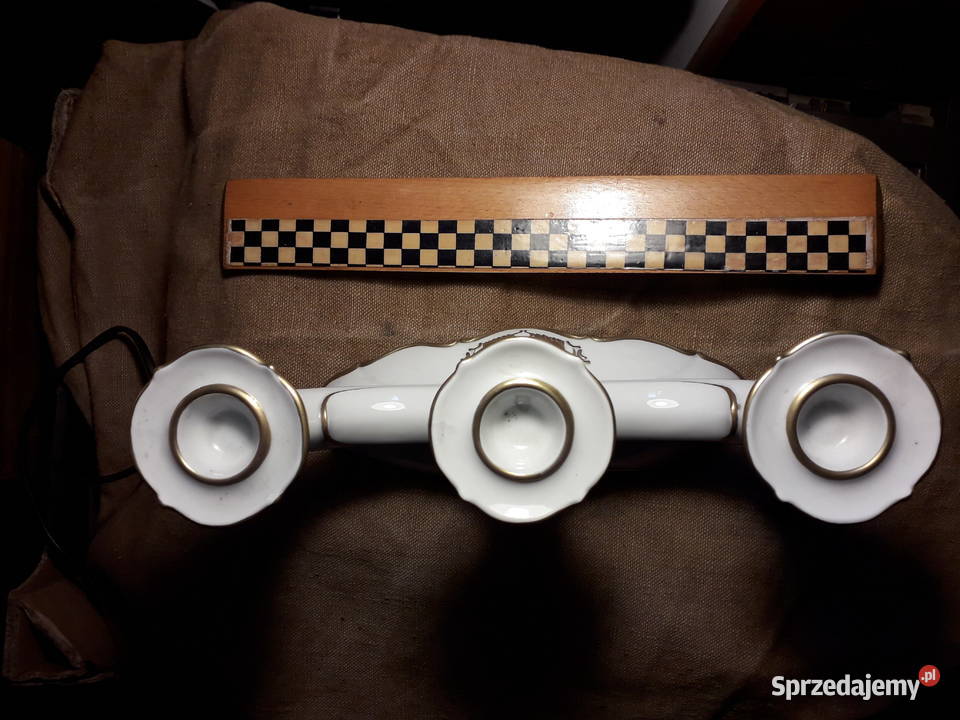 Swiecznik ceramiczny trójramienny Bogucice prl Warszawa