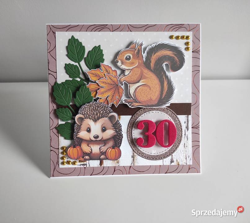 Kartka urodzinowa jesienna ręcznie robiona z Łódź