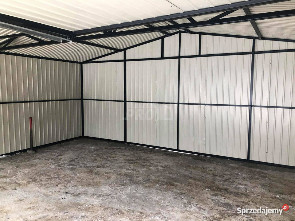 Garaż blaszany 6x6 2x Brama uchylna Czarny Dach