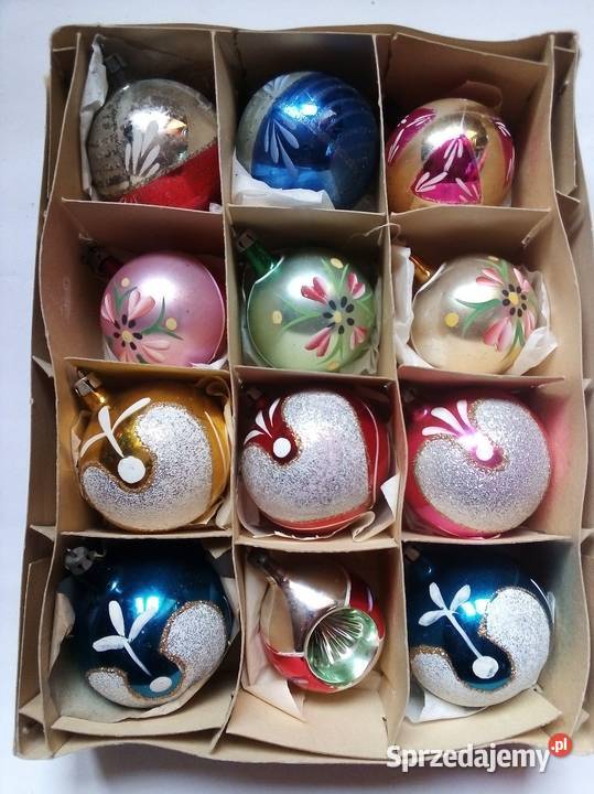 szklane bobki vintage PRL Częstochowa