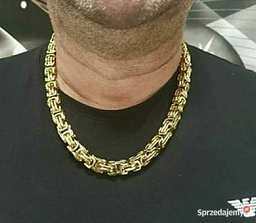 Gruby łańcuszek męski splot królewski stal Wolsztyn