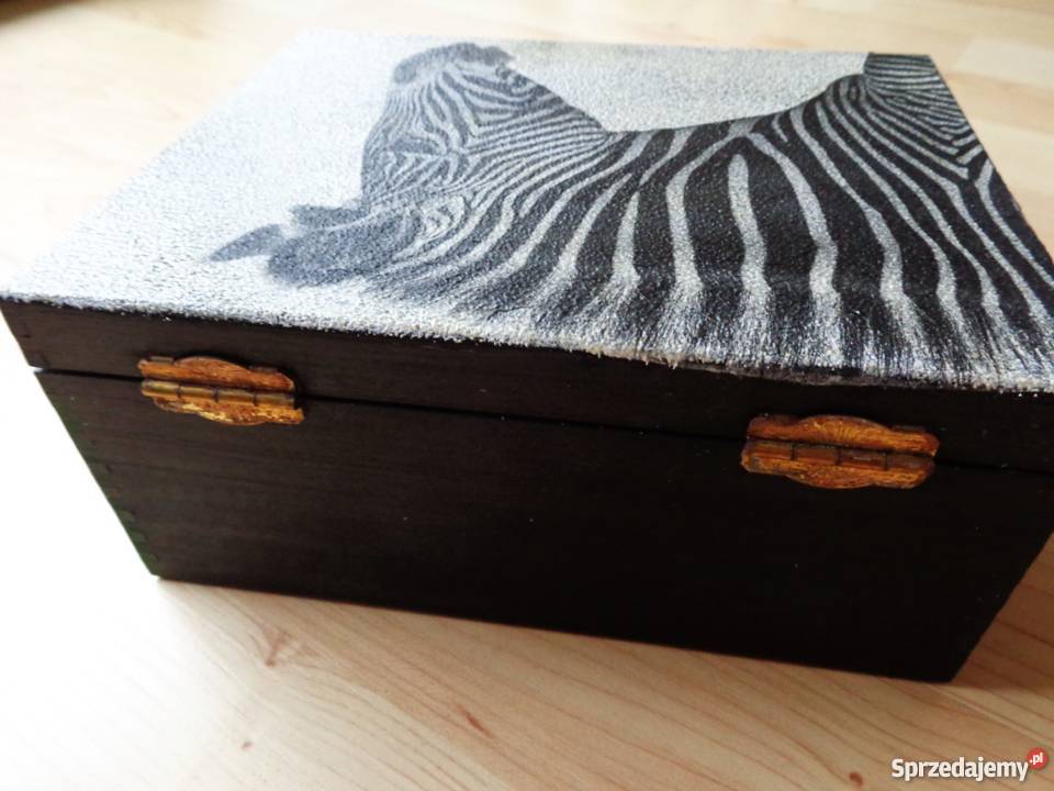 Drewniana ozdobna ZEBRA skrzyneczka na skarby Warszawa sprzedam