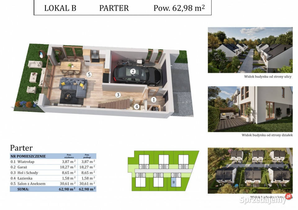 Nowy dom bliźniak 130 m2 Borowa Góra Jezioro