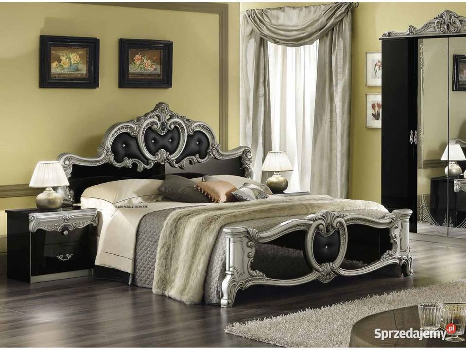 Klasyczna sypialnia Barocco 4d czarnosrebrna