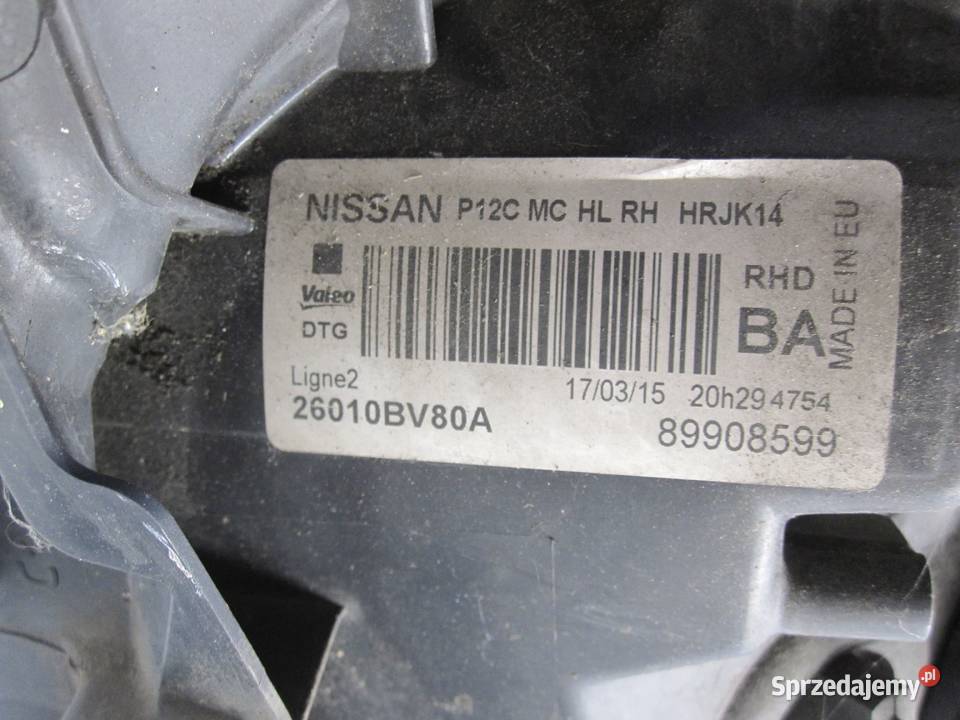 NISSAN JUKE 15r lampa prawa przód 26010BV80A