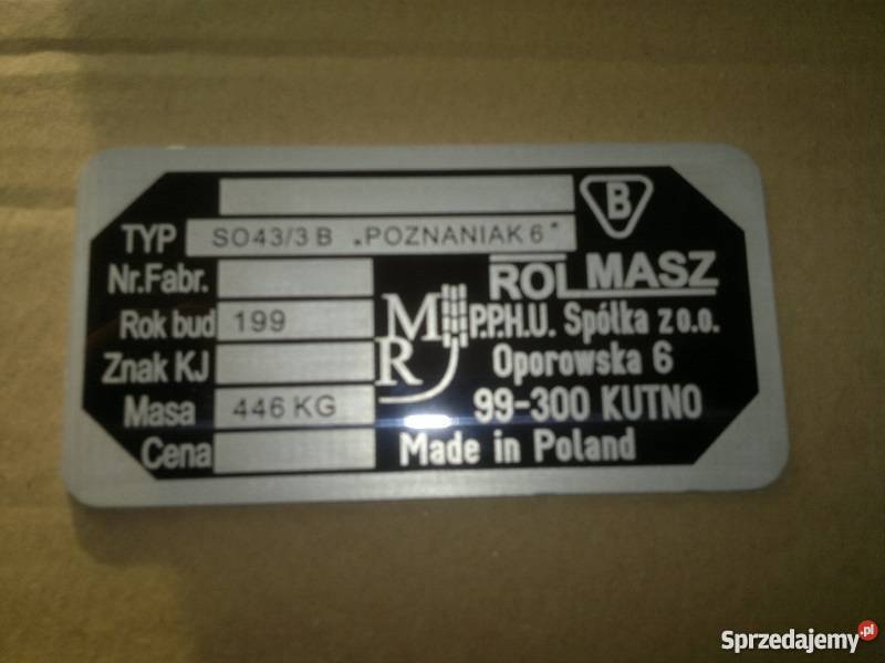 Tabliczki znamionowe do maszyn rolniczych Wola Wiewiecka