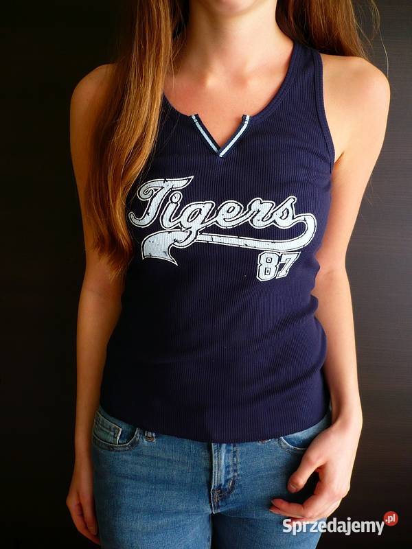 Granatowa bokserka top xs 34 napis wzór Toruń