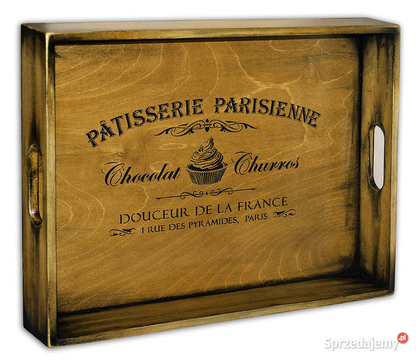 duża TACA drewniana PATISSERIE PARISIENNE Paris brązowy kujawsko-pomorskie Bydgoszcz sprzedam