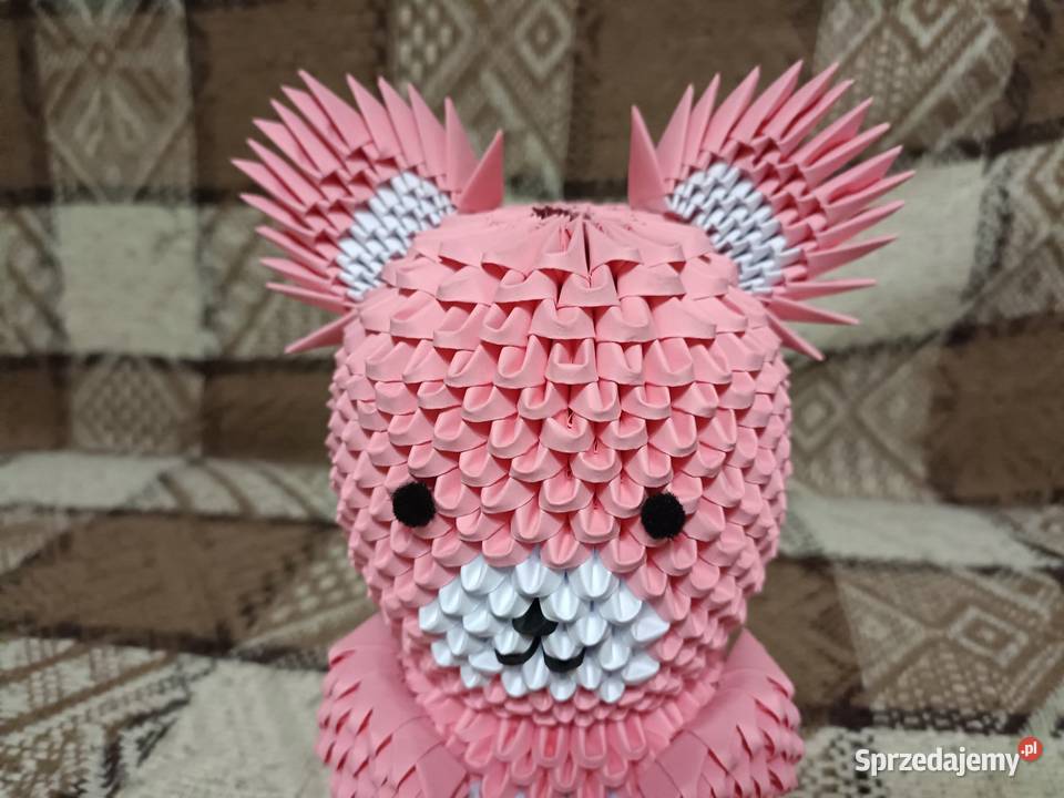 Duży Miś Różowy Origami Modułowe 3D Kwidzyn