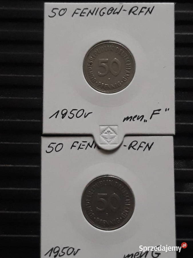 50 Fenigów RFN 1950 r men F i G Antyki, Sztuka, Kolekcje Konin sprzedam