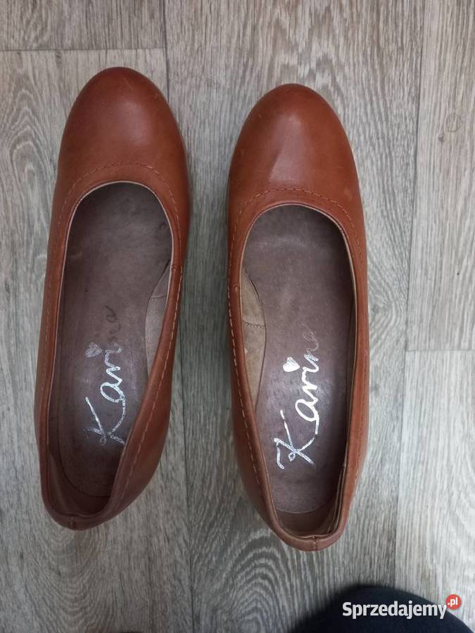 Buty skórzane czułenka pantofle na koturnie 39 skóra lubelskie