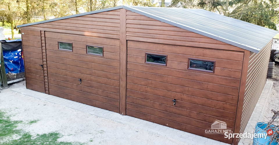 GARAŻ BLASZANY 7m x 6m DWUSPAD 2X BRAMA DRZWI 4X Łapanów