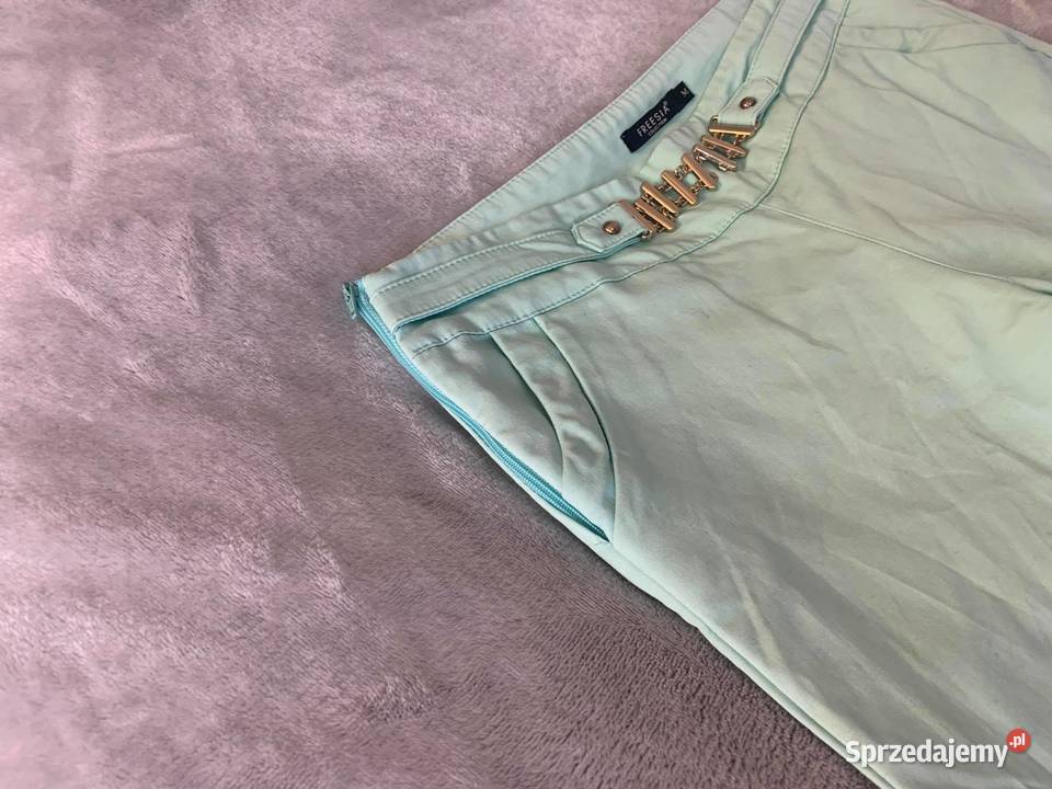 Spodnie eleganckie garniturowe miętowe HIT
