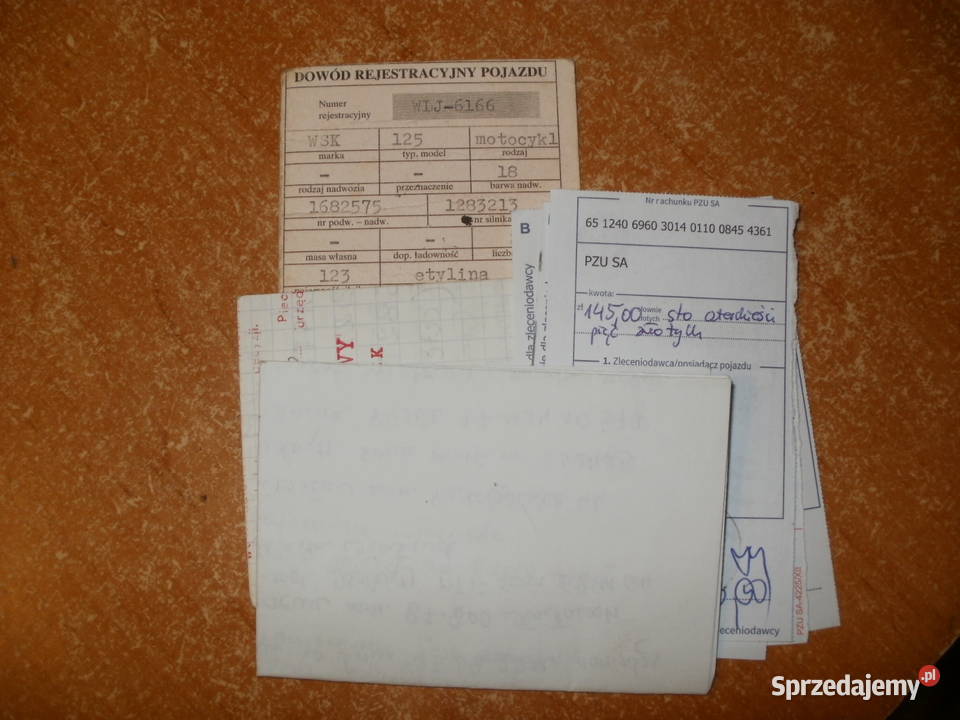 Motocykl WSK 125 Zarejestrowana Opłacona Żnin sprzedam