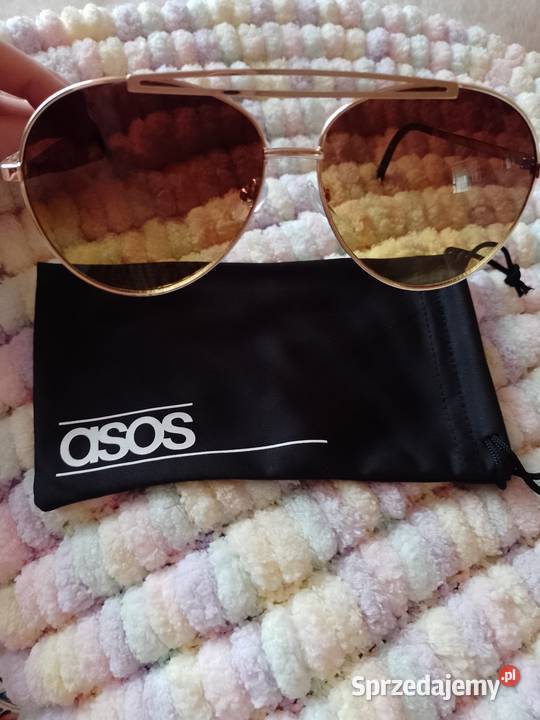 ASOS Duże złote okulary przeciwsłoneczne pilotki Kraków