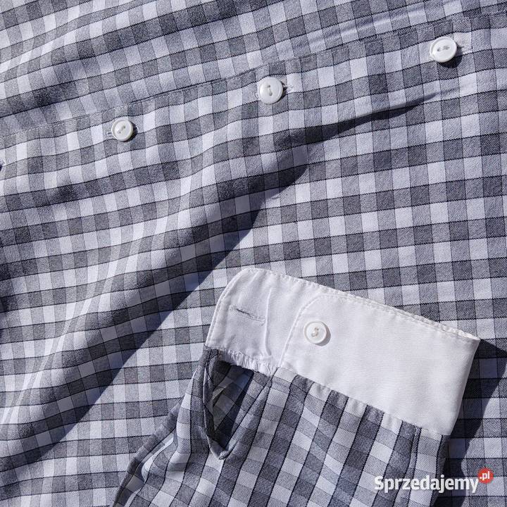 Koszula Szara kratka Biały kołnierzyk 38 40 małopolskie Nowy Sącz
