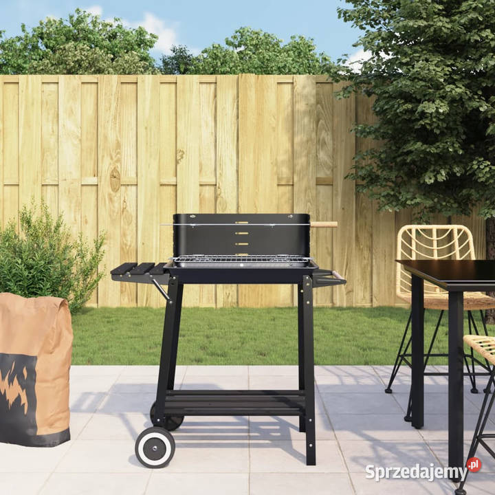 Grill węglowy na kółkach czarny stalowy WM315386 mazowieckie