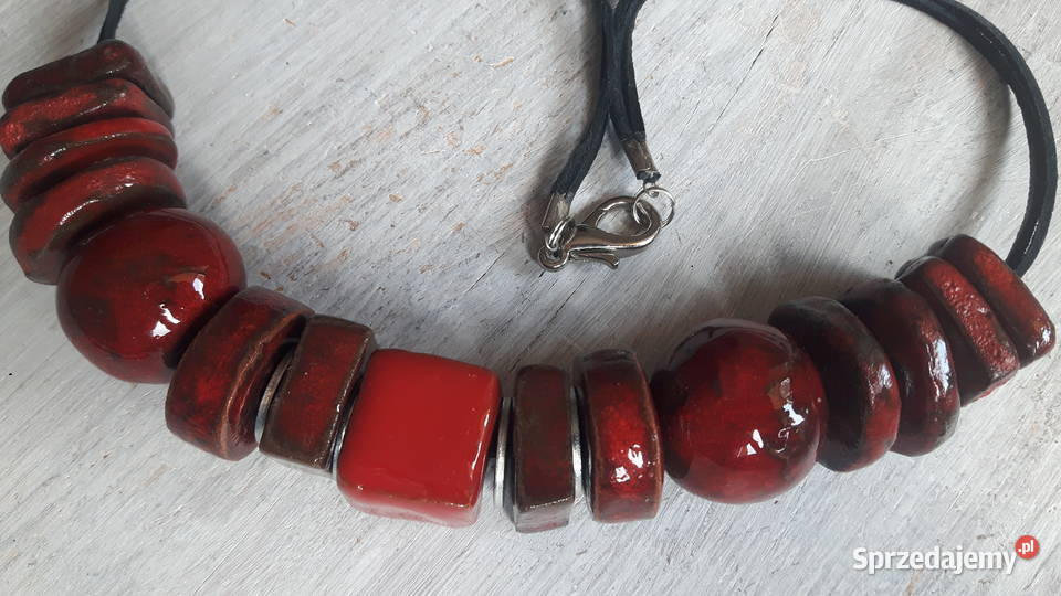 Naszyjnik ceramiczny ręcznie wykonany mazowieckie