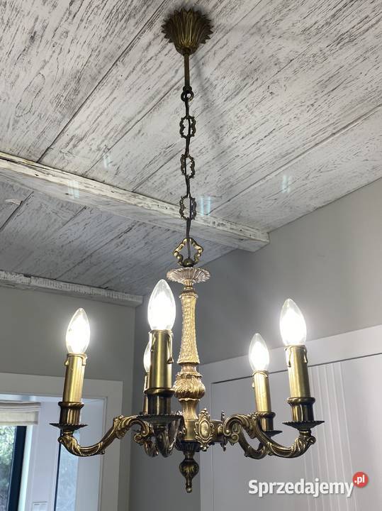 Francuski antyczny Żyrandol 19 mosiądz Poznań
