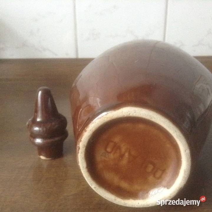 Karafka porcelitowa z uchwytami i korkiem PRL