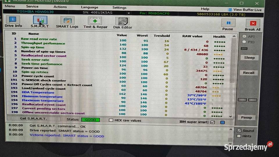 Dysk Toshiba P300 3TB Pojemność 3000 Siedlce