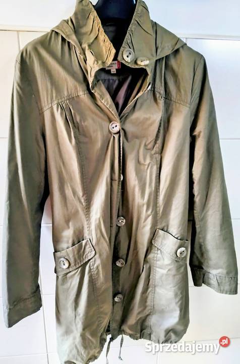 Outfit Fasion rozmiar 44 Oliwkowy płaszcz z