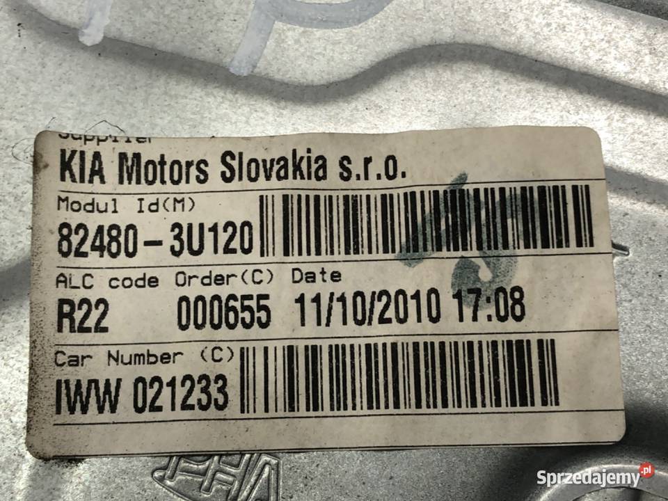 PODNOŚNIK SZYBY PRAWY PRZÓD KIA SPORTAGE III