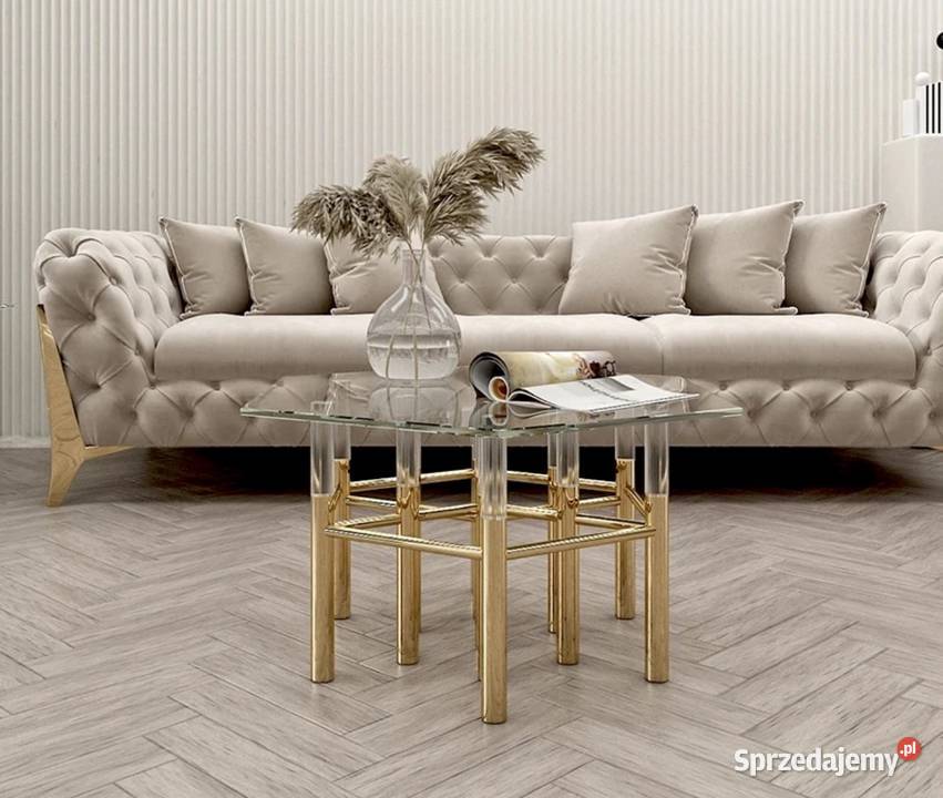 Stolik złoty szklany Premium ława nowoczesny Nowy Sącz