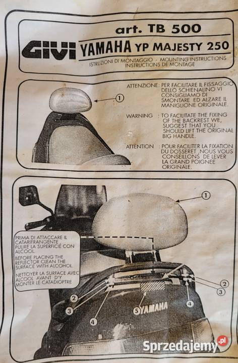 Nowe oparcie pasazera GIVI do YAMAHA MAJESTY 250 Piła