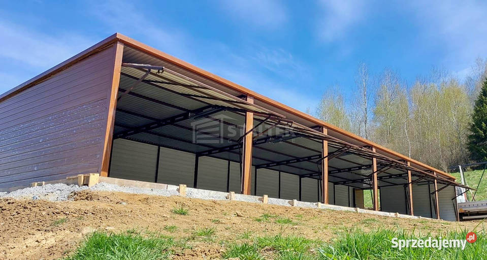 Garaz blaszany 18x5m 6x brama uchylna 2x drzwi pomorskie Kościerzyna