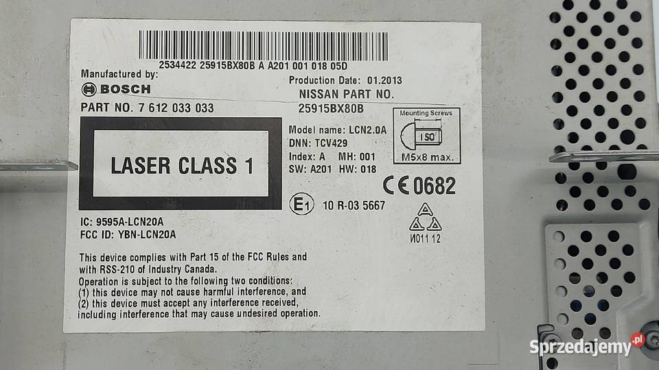 NISSAN JUKE F15 13r radio nawigacja 25915BX80B Kielce sprzedam
