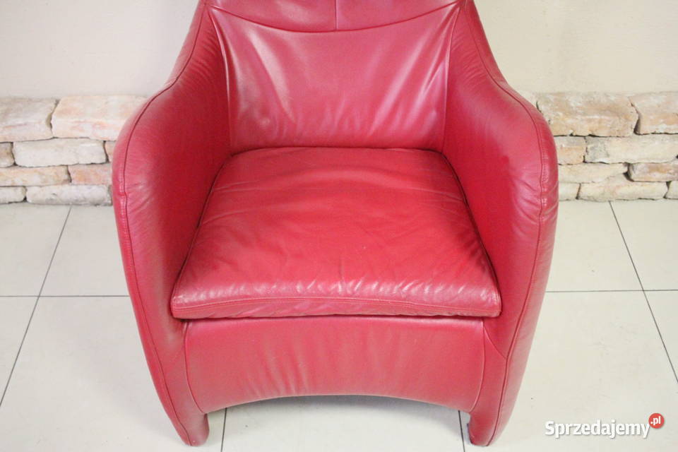 Fotel CZERWONA GRUBA skóra