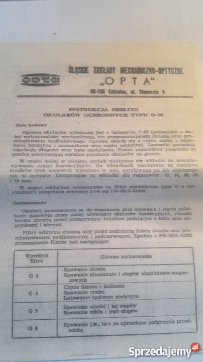 Okulary spawalnicze okulary ochronne O26 5 śląskie Dąbrowa Górnicza sprzedam
