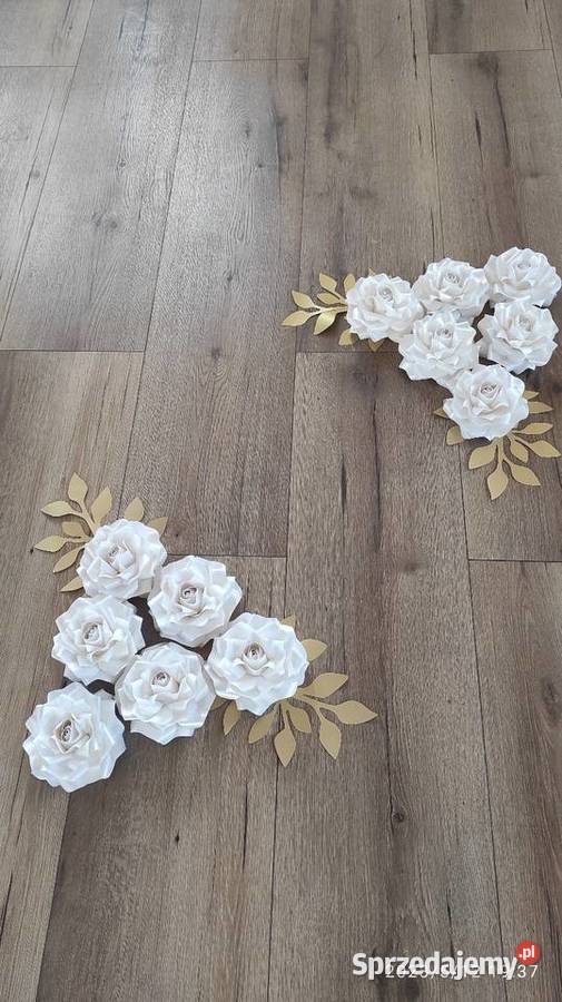 Róże z papieru metalizowanego 3D Kompozycje kwiatowe Lądek