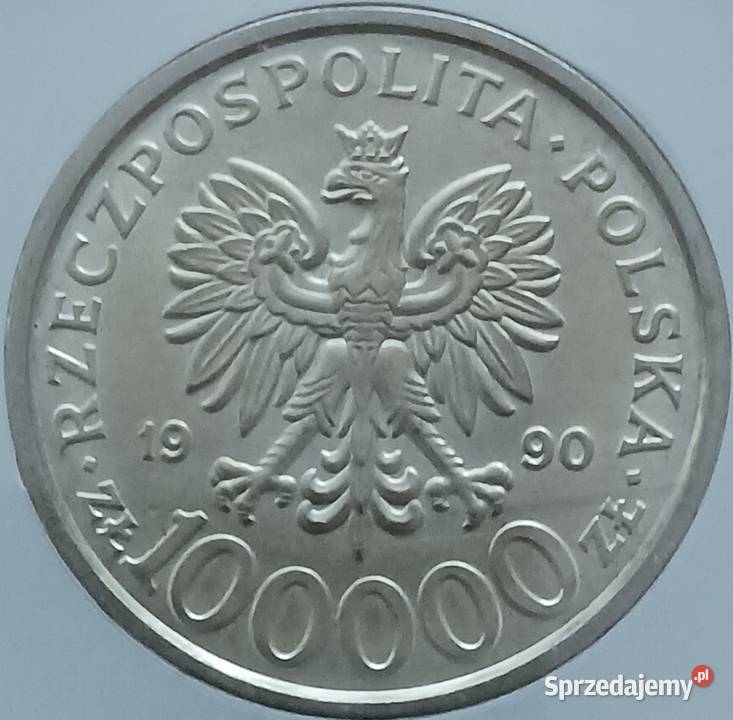 100 000 Solidarność 1990 r TYP B MS63 GCN Numizmatyka wielkopolskie Konin
