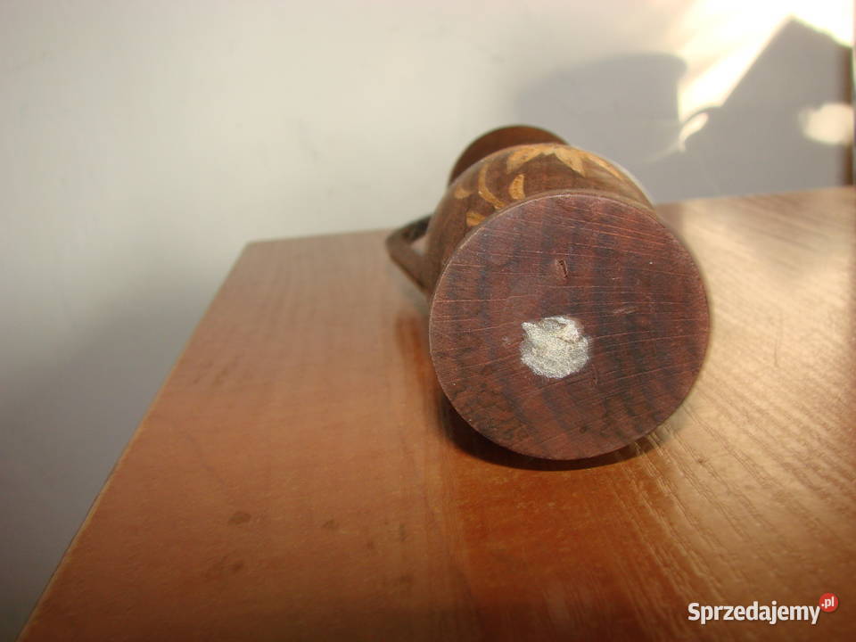 drewniany wazonik PRL pomorskie Pruszcz Gdański