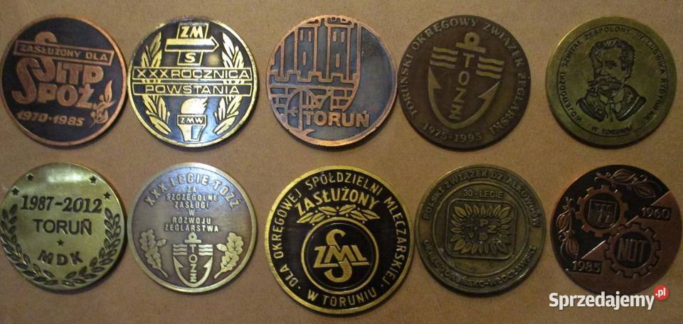 Toruńskie medale okolicznościowe 10 sztuk kujawsko-pomorskie sprzedam