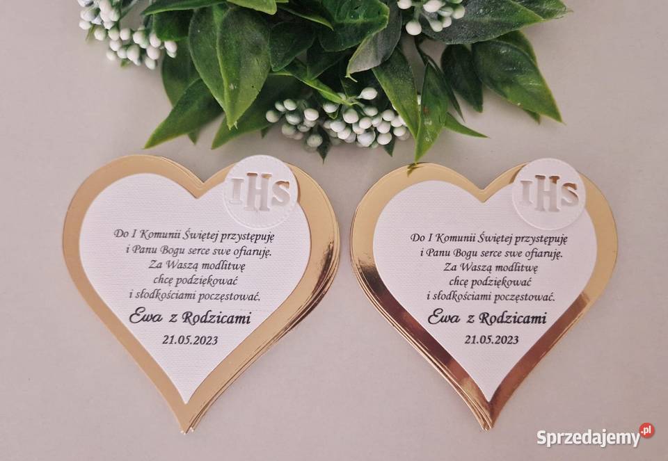 Etykiety na ciasto Karnety Podziękowanie Komunia Olesno