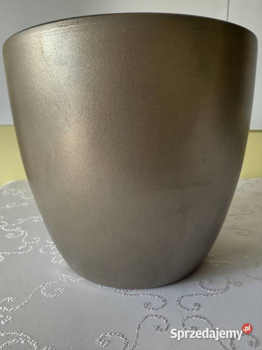 Donica duża ceramiczna srebrna lakierowana śląskie Czerwionka-Leszczyny